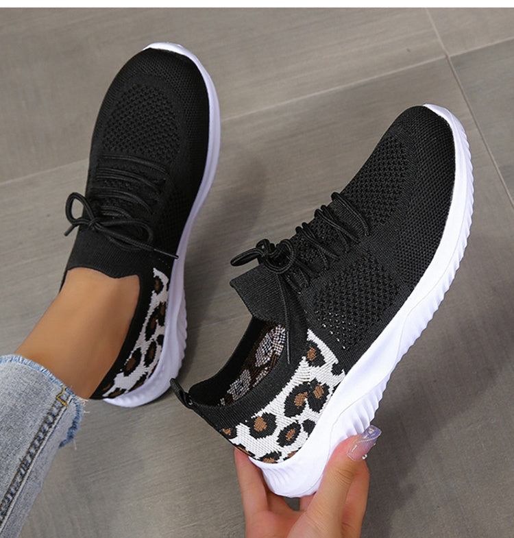 Sandra – Sneakers à Lacets Motif Léopard pour Femmes
