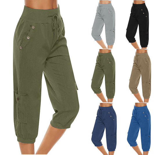 Rachael – Pantalons Cargo en Coton et Lin pour Femmes