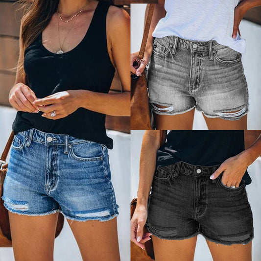 Chelsea – Shorts en denim d'été avec franges pour femmes