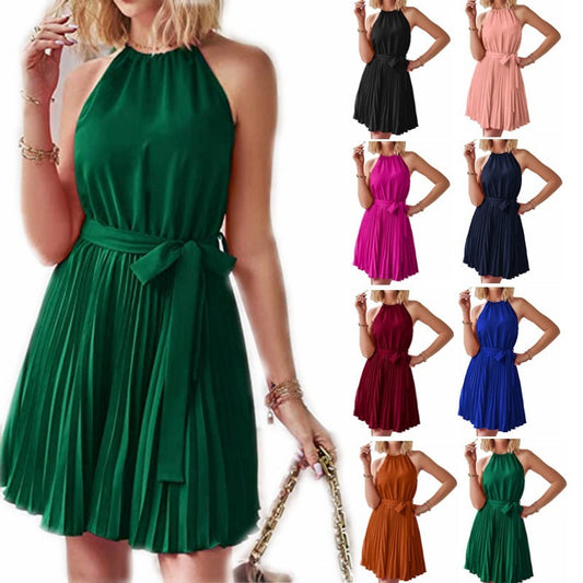 Jennifer – Robe d'été plissée unie sans bretelles