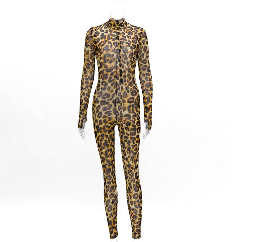 Lucy – Jumpsuit ajusté pour femmes avec motif léopard