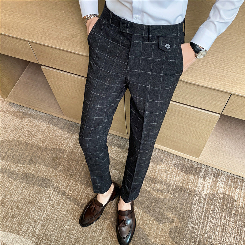 Noel – Elegante schmal geschnittene Herren-Pantalons im britischen Karomuster