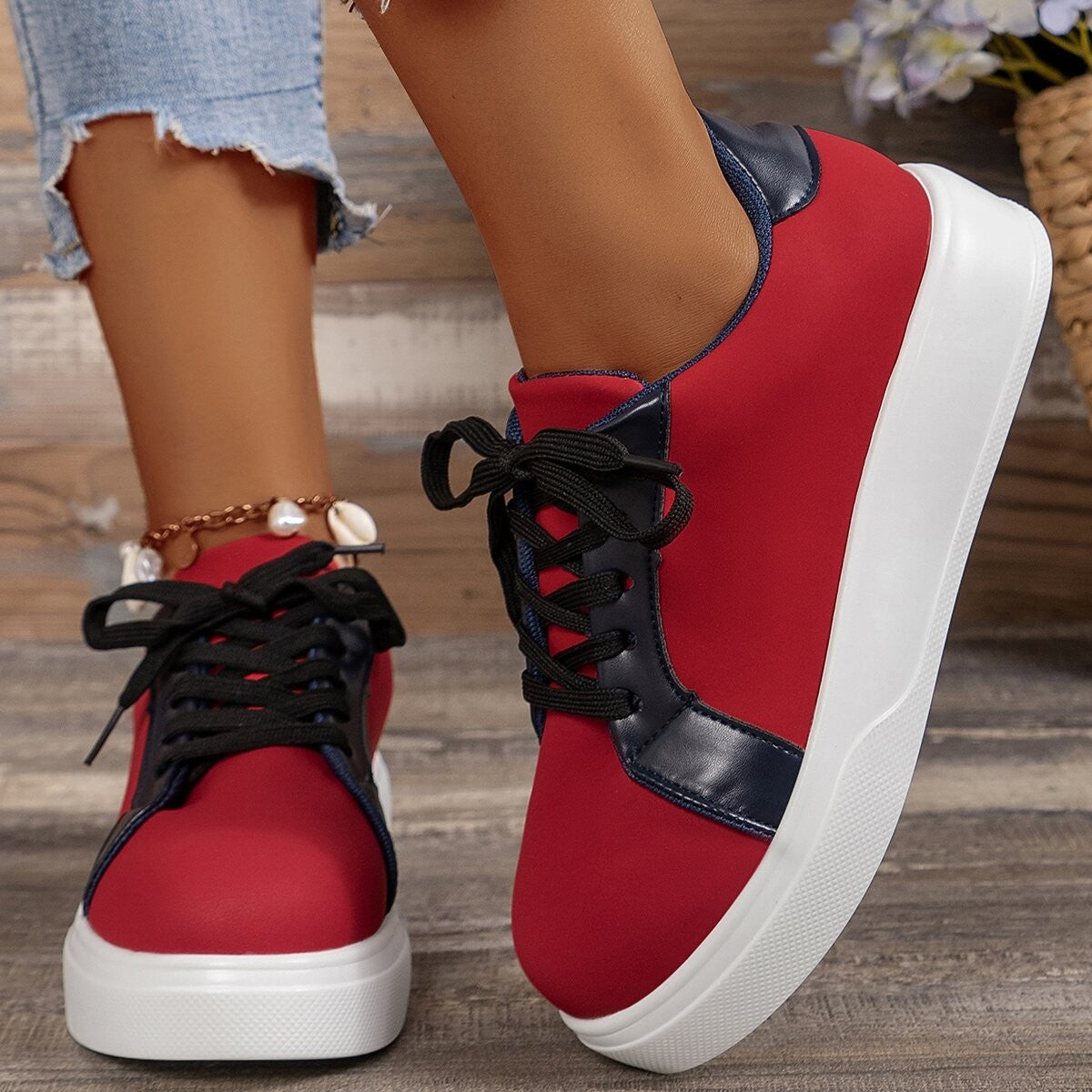 Gabrielle – Baskets Rétro Femme avec Lacets