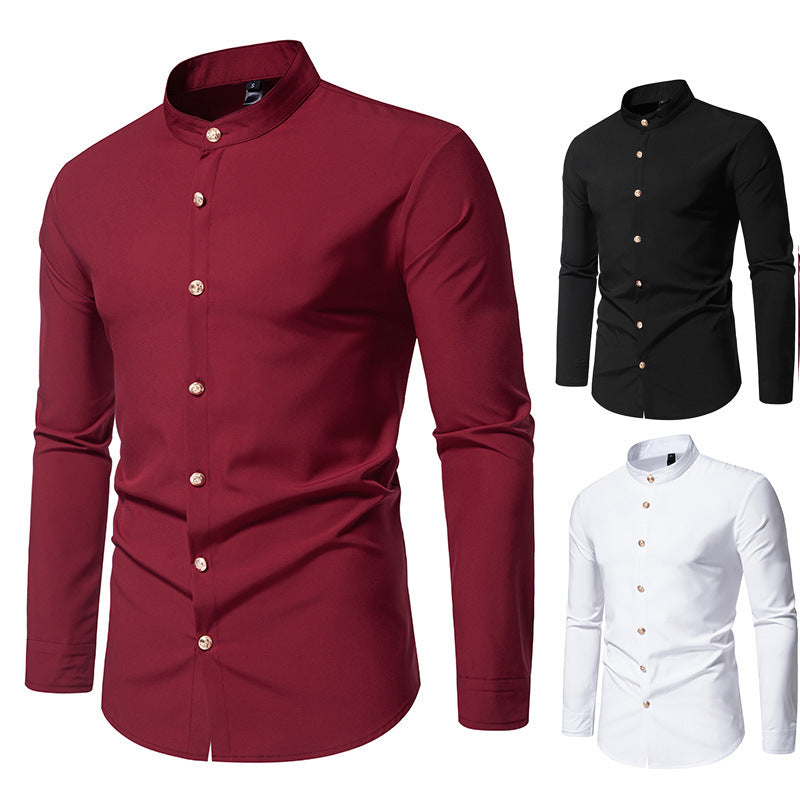 Percy – Chemise de soirée unie pour homme avec boutons en métal