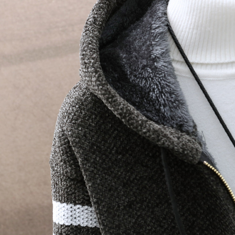 Leslie – Cardigan à Capuche en Velours Épais Taille Plus
