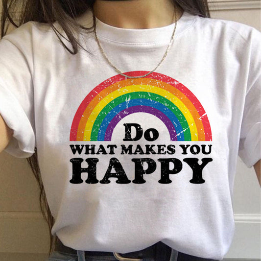 Caroline – T-shirt Arc-en-ciel Femme à Manches Courtes