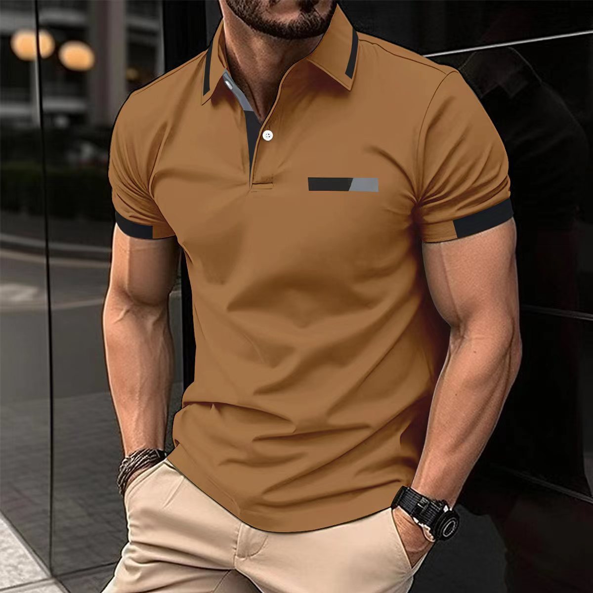 Oliver – Polo pour homme avec poche poitrine et boutons