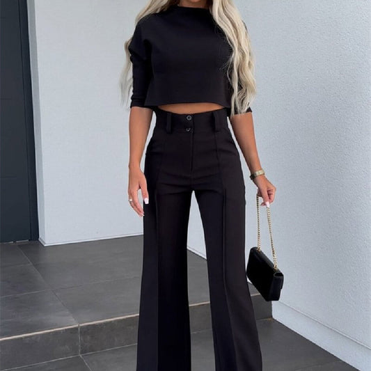 Marie – Pantalon Évasé Taille Haute
