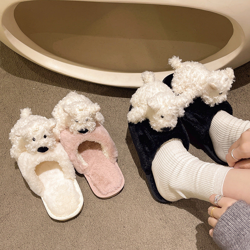Donna – Pantoufles Chiot en Coton pour Femmes