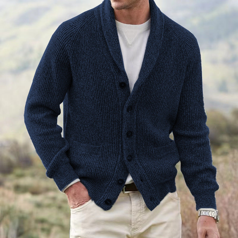 Neil – Cardigan Homme à Plusieurs Boutons en Tissu Épais
