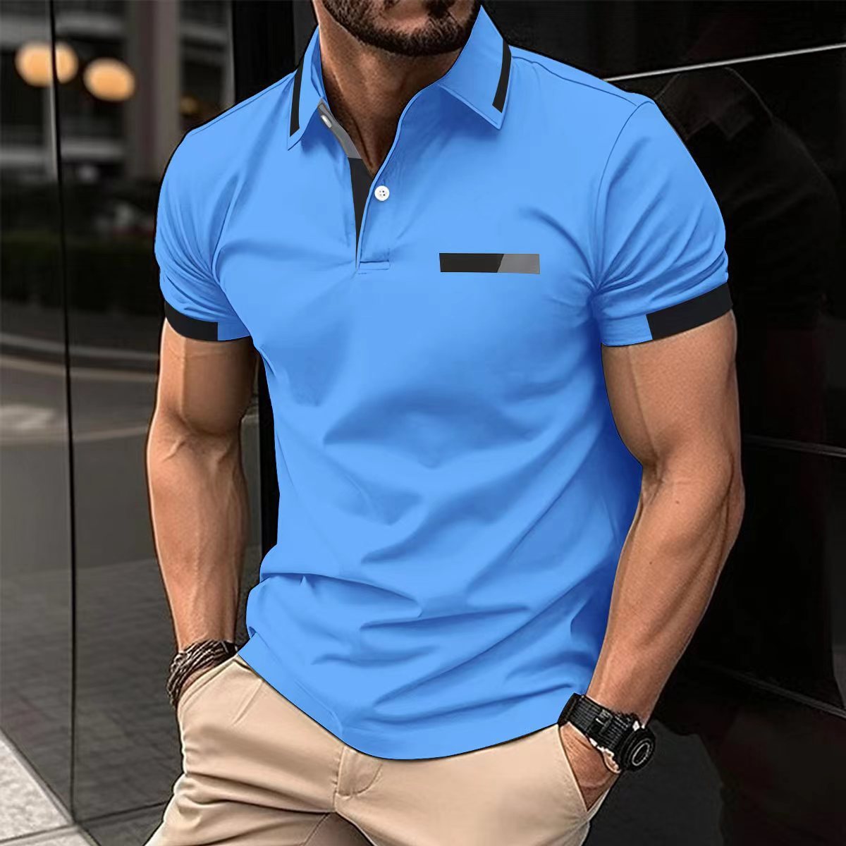 Oliver – Polo pour homme avec poche poitrine et boutons