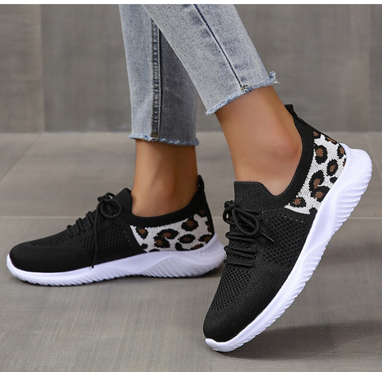 Sandra – Sneakers à Lacets Motif Léopard pour Femmes