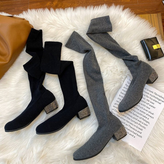 Alice – Chaussettes hautes respirantes avec dentelle et semelle épaisse
