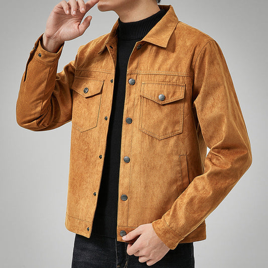 Keith – Veste britannique pour homme en daim vegan brossé