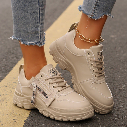 Heather – Sneaker à Lacets avec Fermeture Éclair Latérale et Semelle Épaisse