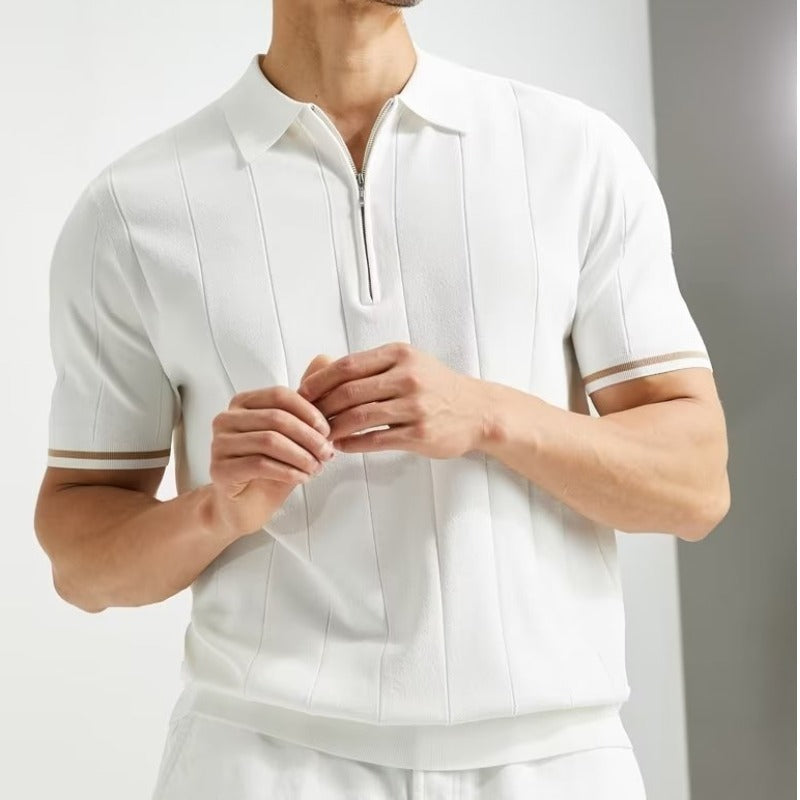 Rory – Polo à manches courtes avec fermeture éclair pour homme