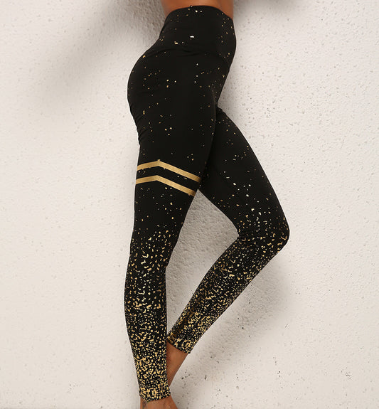 Ruth – Leggings Taille Haute avec Rayures Or et Argent pour Femmes