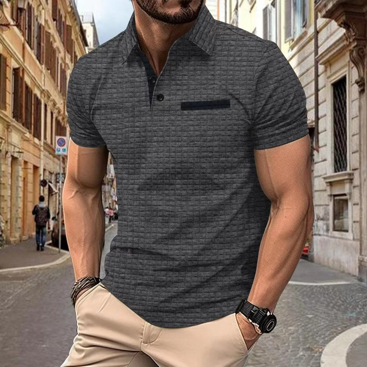 Leslie – Polo pour hommes avec motif jacquard à carreaux
