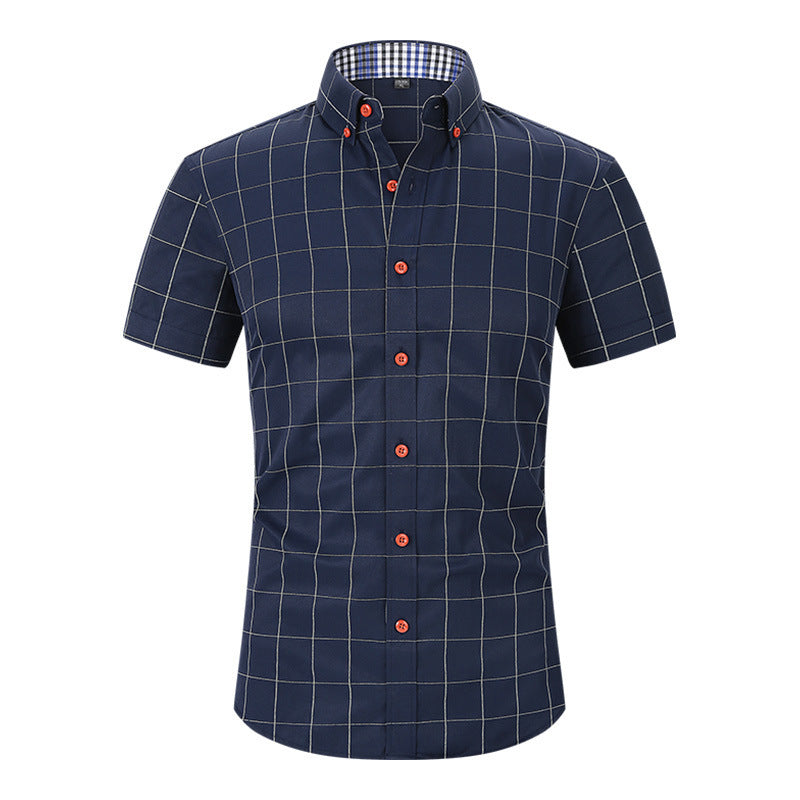 Nathan – Chemise à Carreaux à Manches Courtes Anti-Froissement pour Homme