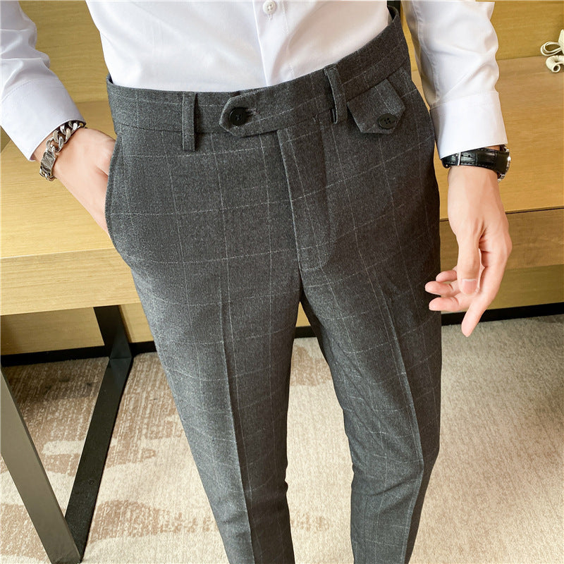 Noel – Elegante schmal geschnittene Herren-Pantalons im britischen Karomuster