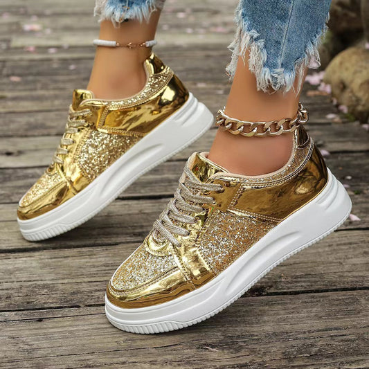 Brenda – Baskets à lacets avec paillettes et semelle antidérapante