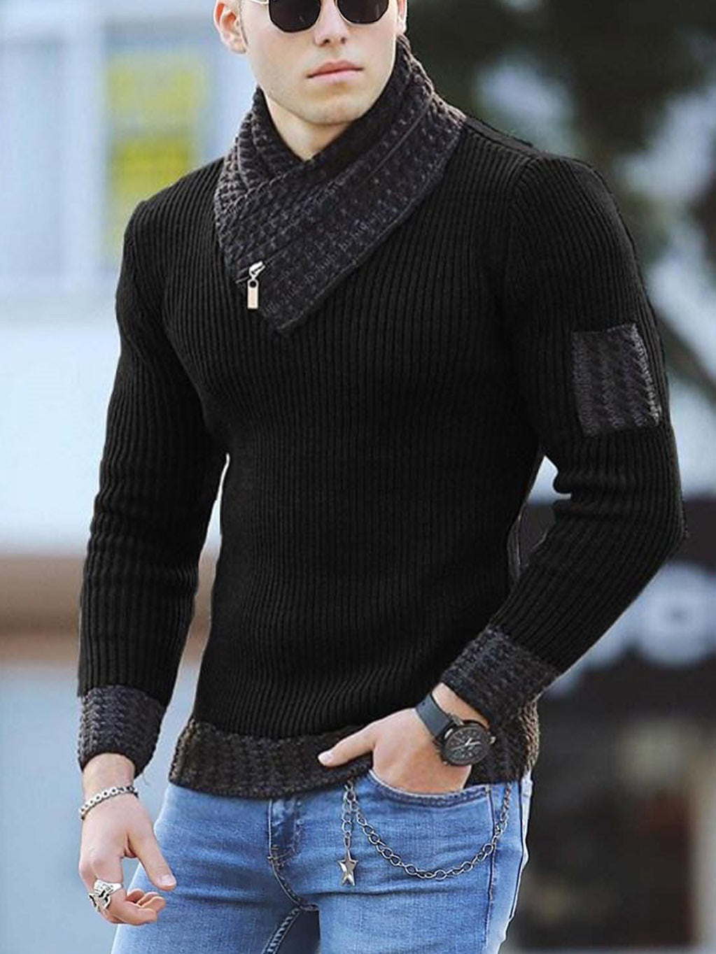 Harold – Slim Fit Pullover mit hohem Kragen