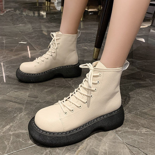 Joanne – Bottines à lacets modernes pour femmes en cuir végan premium