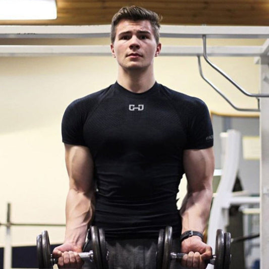 Jay – T-shirt de fitness à manches courtes en matériau à séchage rapide pour la course