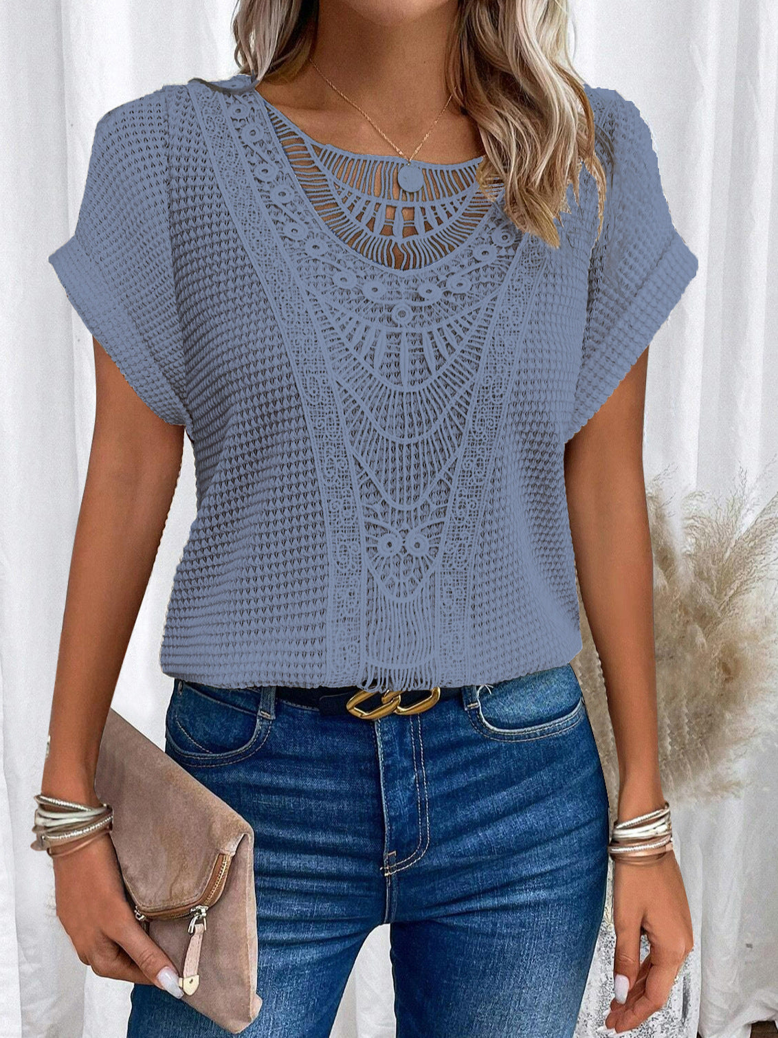 Margaret – T-shirt à manches courtes d'été avec design ajouré
