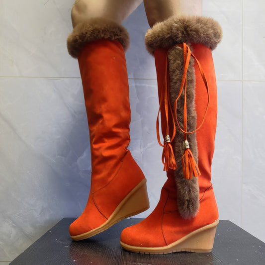 Betty – Bottes Compensées en Peluche pour Femmes