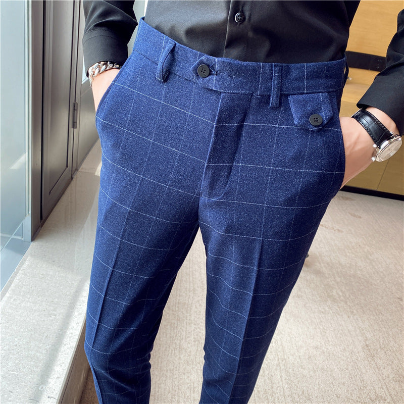 Noel – Elegante schmal geschnittene Herren-Pantalons im britischen Karomuster