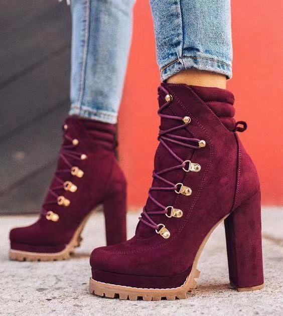 Katie – Bottines Mode avec Bout Rond et Lacets