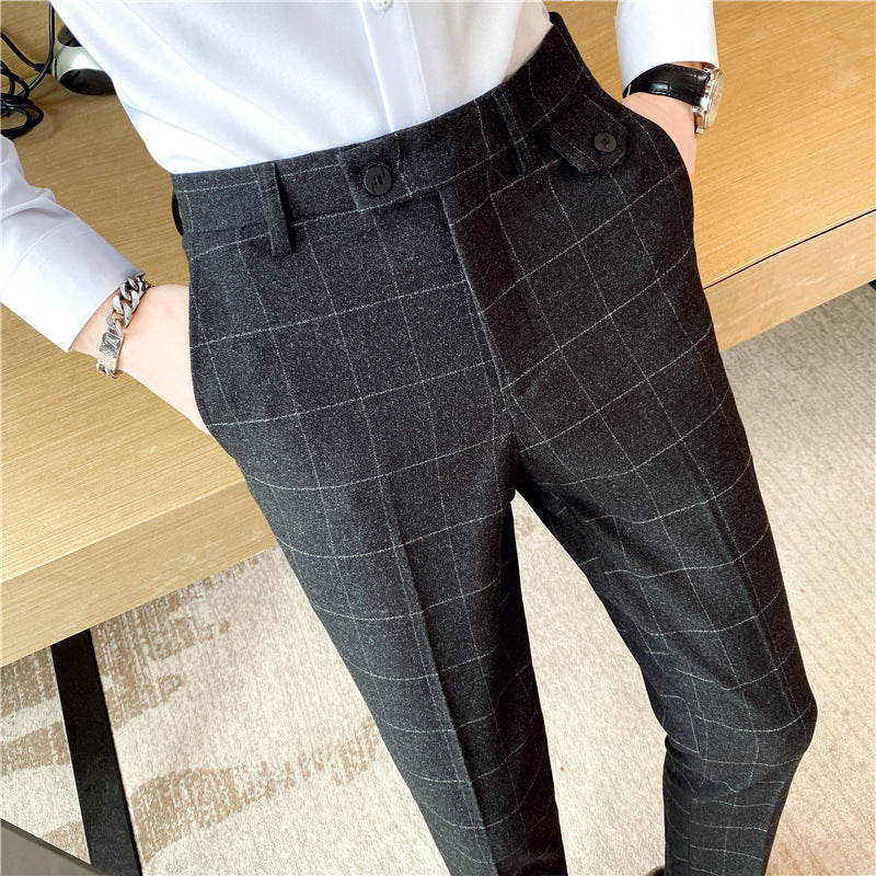 Noel – Elegante schmal geschnittene Herren-Pantalons im britischen Karomuster