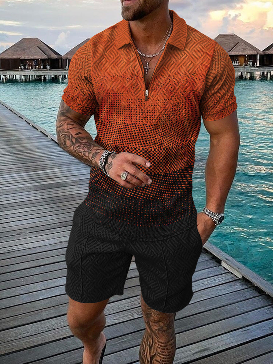 Chris – Polo pour homme avec accent de couleur et fermeture éclair
