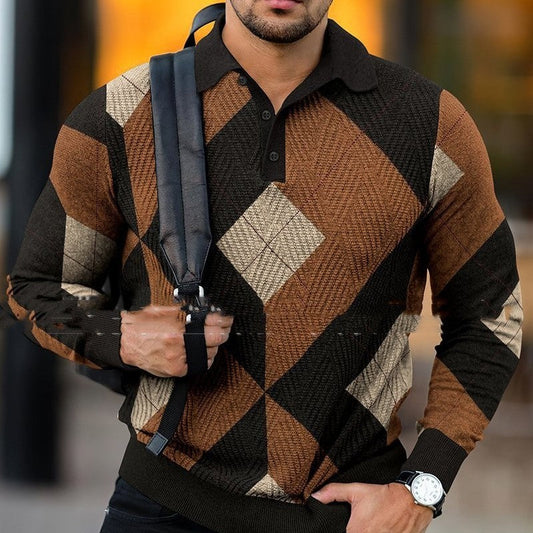 Stuart – Pullover décontracté avec col rabattu et impression numérique pour homme
