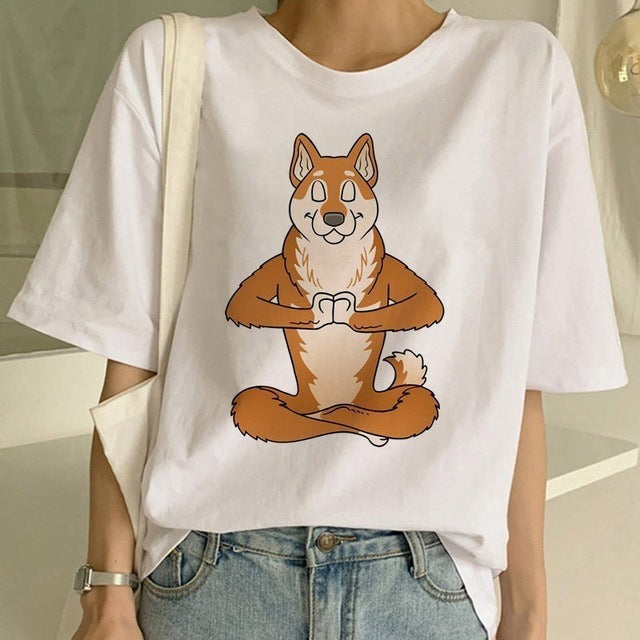 Sophie – T-shirt Femme Shiba Inu à Col Rond