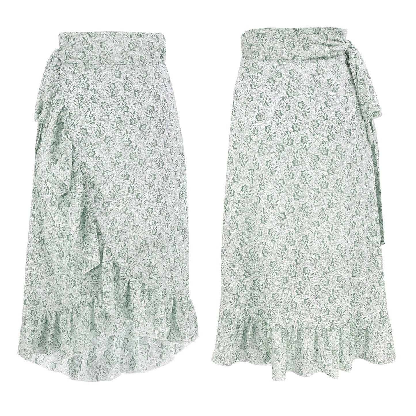 Jade – Jupe Longue à Imprimé Fleuri avec Détail à Volants