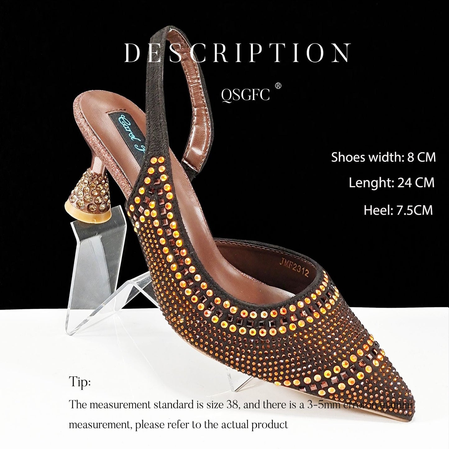 Andrea – Talons hauts à rayures avec strass
