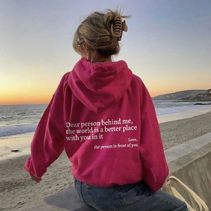 Brenda – Hoodie en peluche pour femmes avec poche kangourou et imprimé