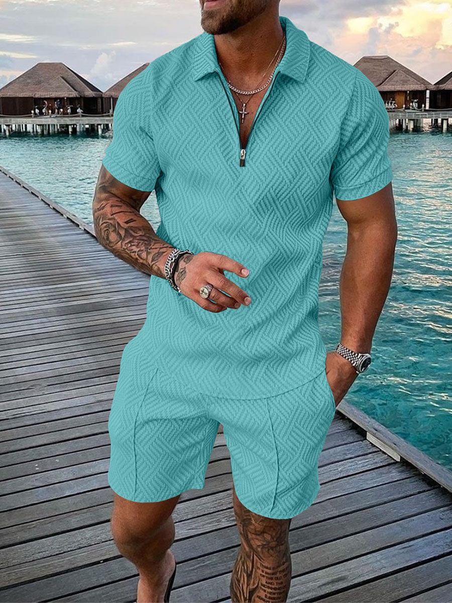 Chris – Polo pour homme avec accent de couleur et fermeture éclair