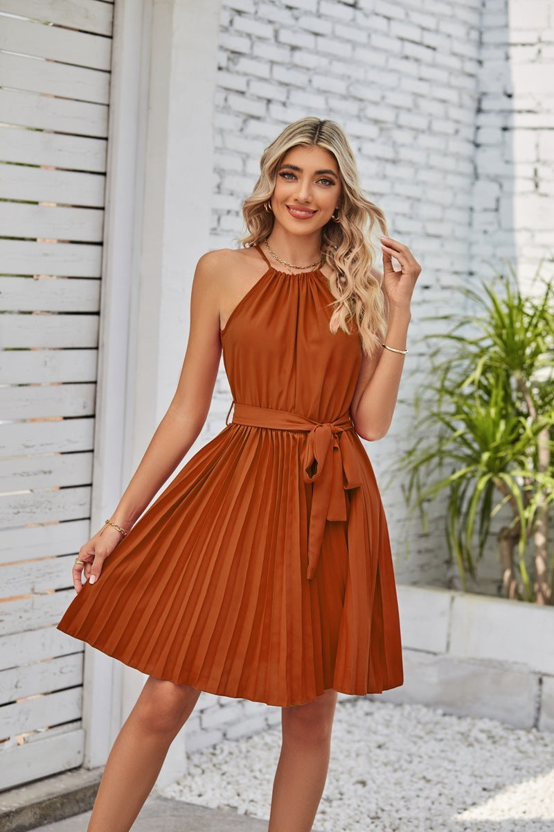 Jennifer – Robe d'été plissée unie sans bretelles