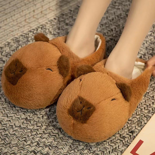Danielle – Chaussons en Peluche de Capybara en Coton