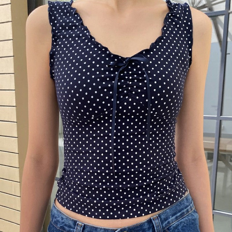 Grace – Top en maille sans manches à pois