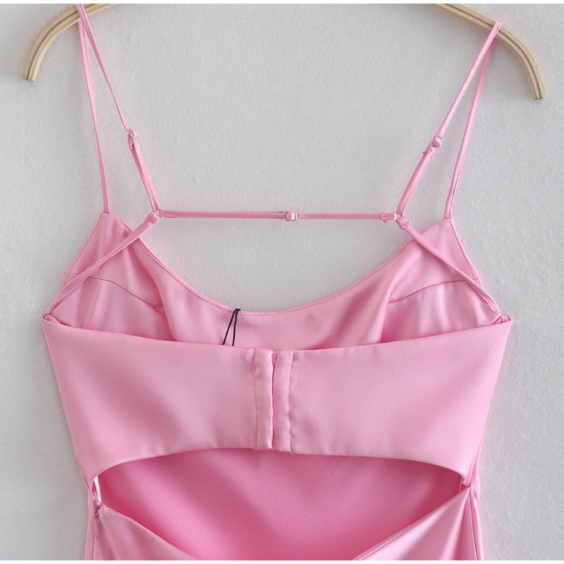 Lydia – Élégante Robe Longue en Satin avec Fines Bretelles pour Femme