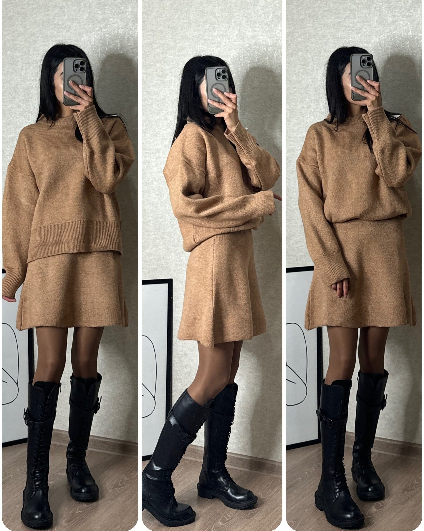 Danielle – Ensemble en Tricot Élégant pour Femme à Manches Longues