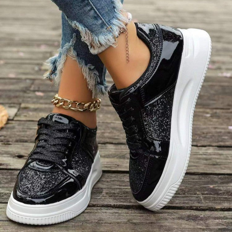 Brenda – Baskets à lacets avec paillettes et semelle antidérapante