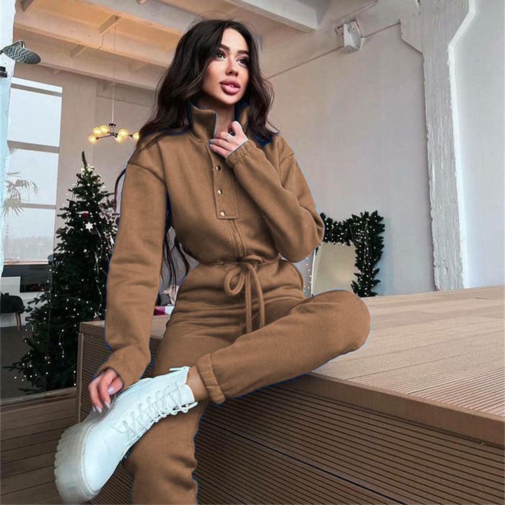 Denise – Jumpsuit décontracté à col montant pour femmes