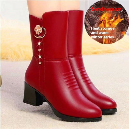 Emma – Bottines mi-mollet en coton avec doux cuir vegan