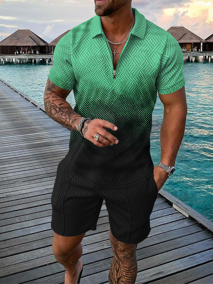 Chris – Polo pour homme avec accent de couleur et fermeture éclair