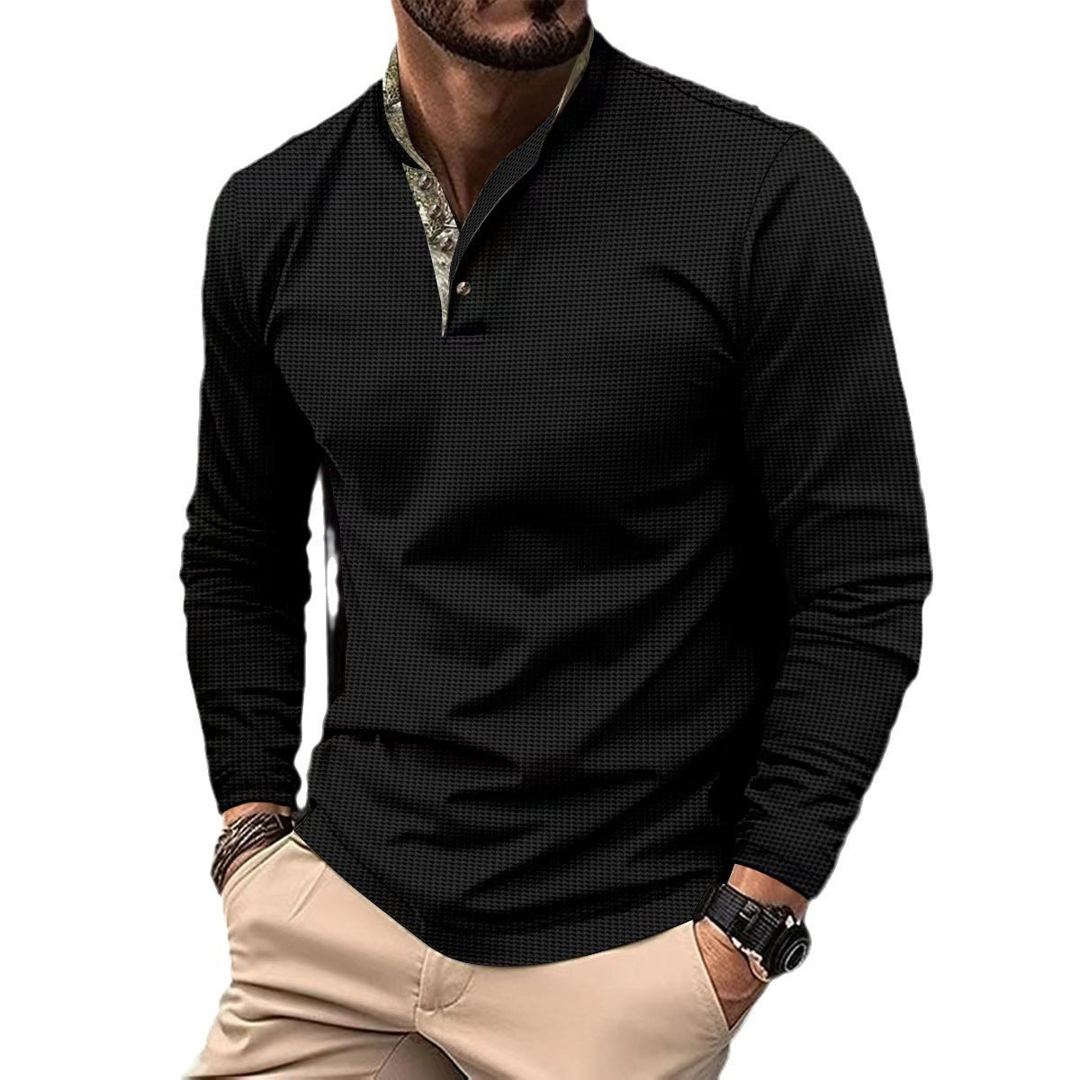 Nick – Polo pour Hommes avec Col Double et Texture Gaufrée